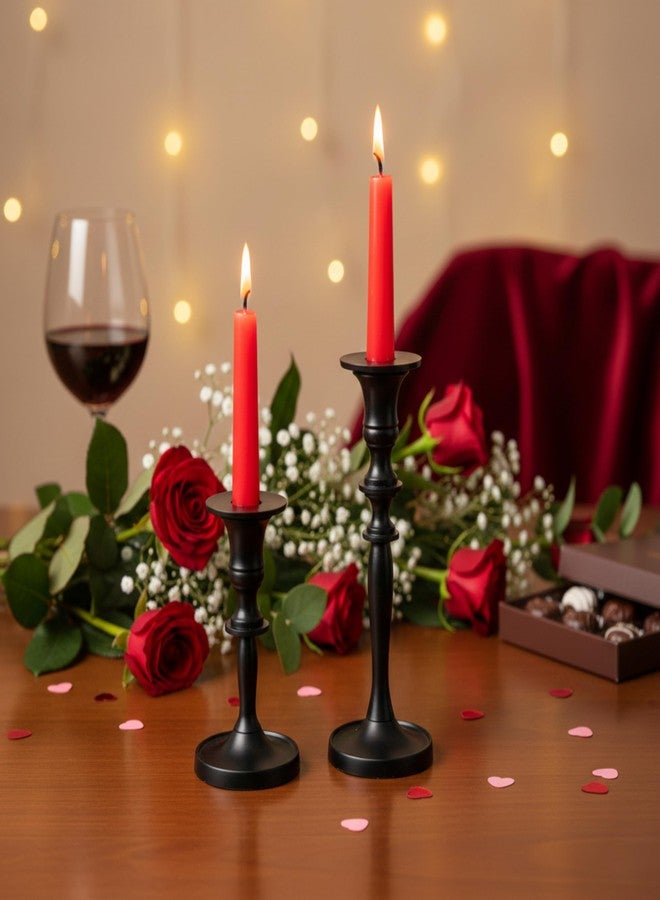 RELY+ Black Matte Metal Candle Holders for Taper Candlestick Set of 2 8" & 5.5" Tall by Rely+ - Decoration for Home Table Centerpiece, Wedding, Parties, Dinners, Christmas, Halloween, Thanksgiving, Easter - Image 1